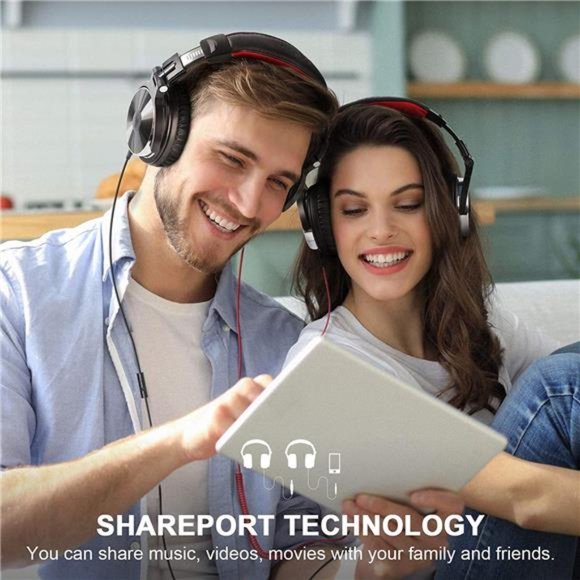 Over Ear Headphone, Wired Bass Headsets with 50mm Driver, Foldable Lightweight - Picture 3 of 6